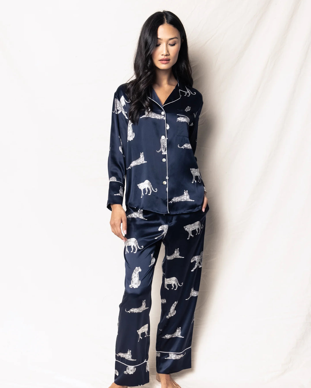 PAJAMA SET LONG MULBERRY SILK PANTHERE DE NUIT