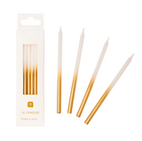 CANDLES WHITE & GOLD 16PK