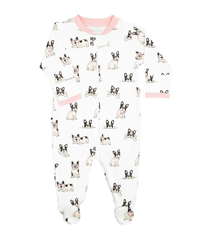 FOOTIE ZIPPER PINK FRENCH BULLDOG
