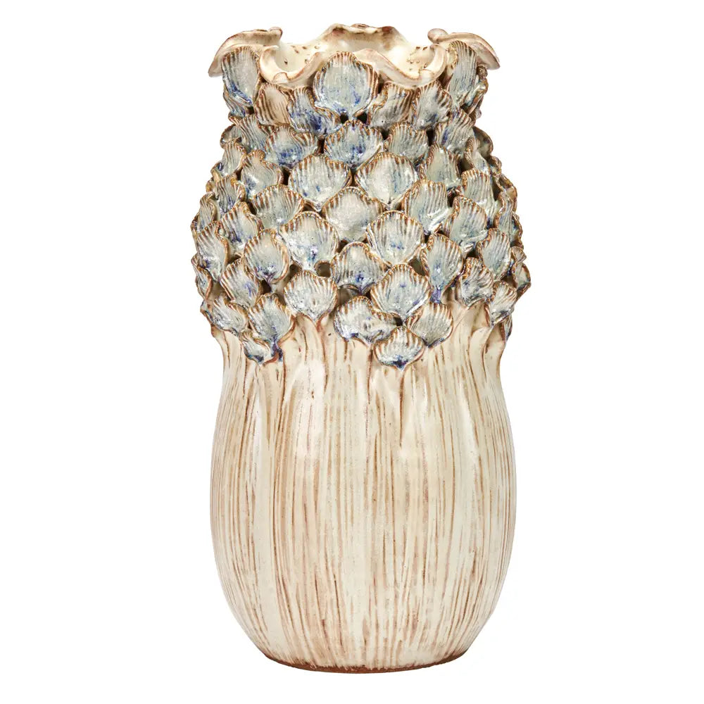 LG VASE CREAM WHITE FLOWER BULB