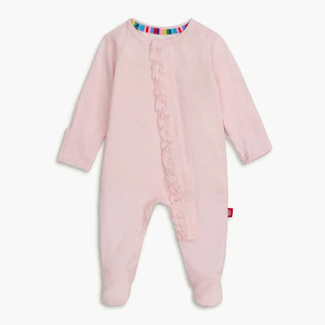 FOOTIE PIN DOT PINK RUFFLE