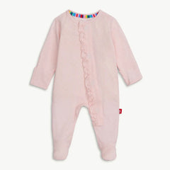 FOOTIE PIN DOT PINK RUFFLE