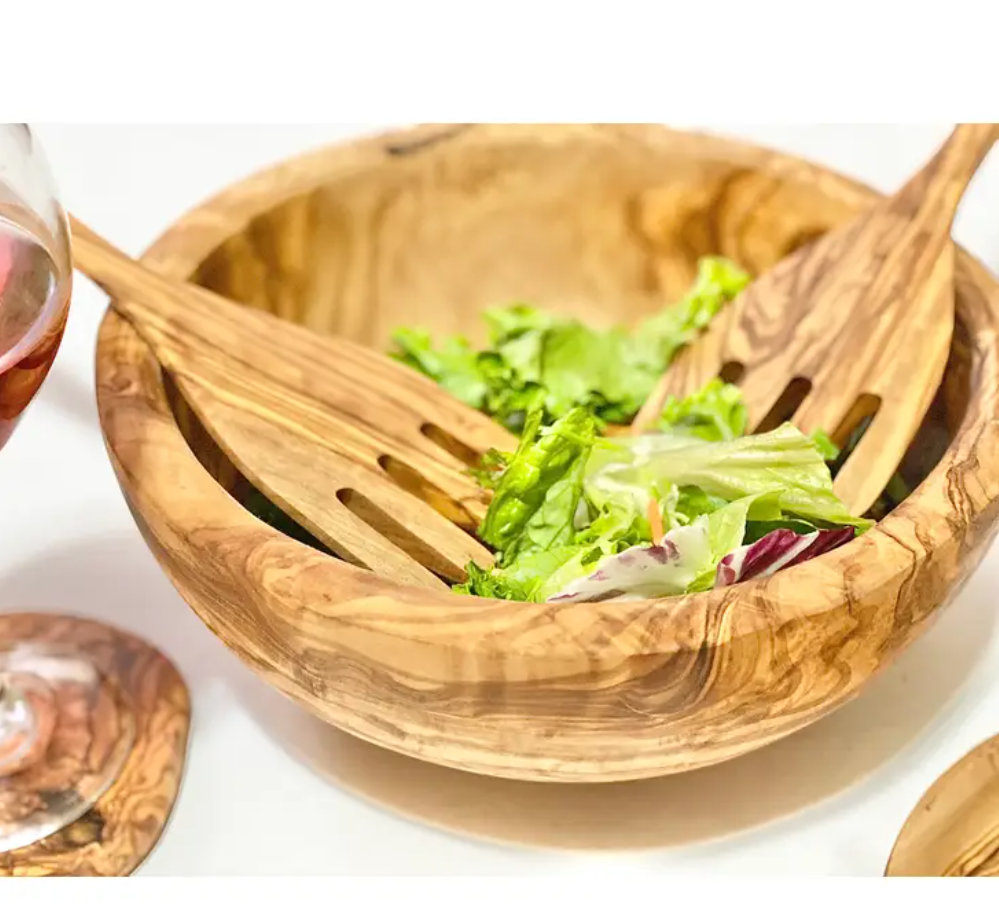 S/2 SALAD SERVING FORKS OLIVE WOOD #65023