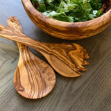SALAD SERVERS OLIVE WOOD