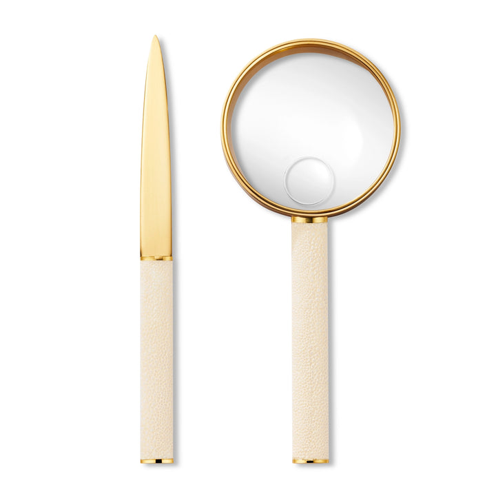 MAGNIFYING GLASS & LETTER OPENER SET SHAGREEN
