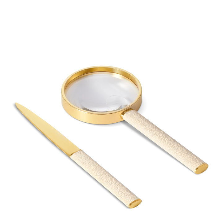 MAGNIFYING GLASS & LETTER OPENER SET SHAGREEN