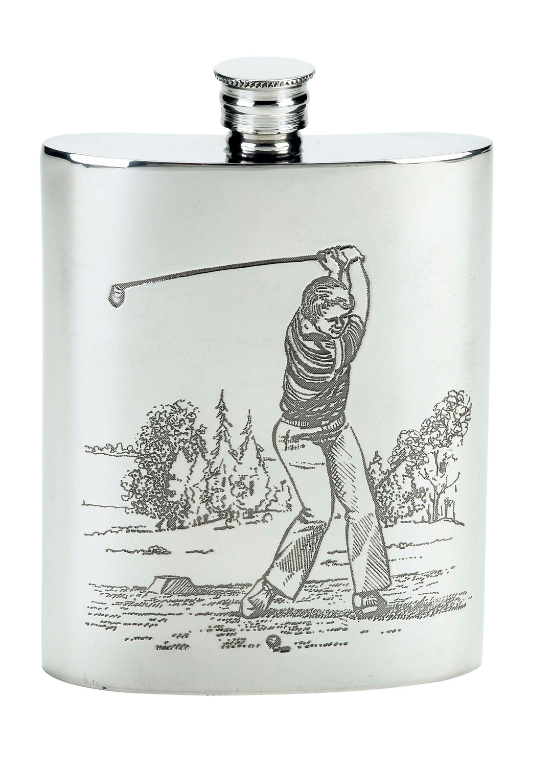 FLASK GOLFER ENGLISH PEWTER