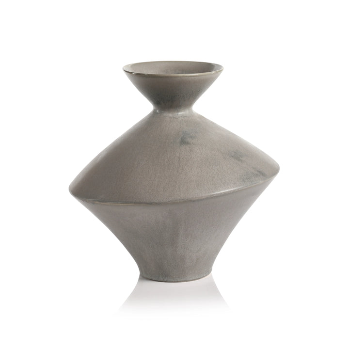VASE GRAY STONEWARE HOURGLASS #65384