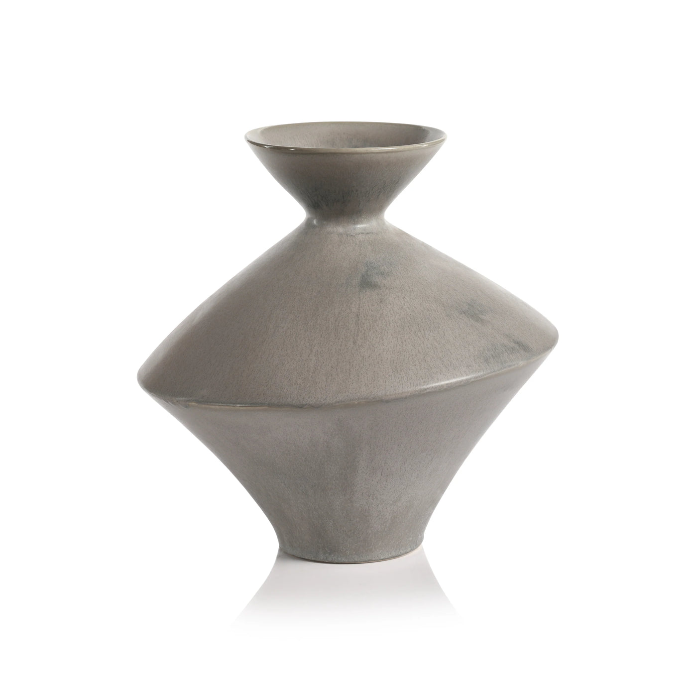 VASE GRAY STONEWARE HOURGLASS