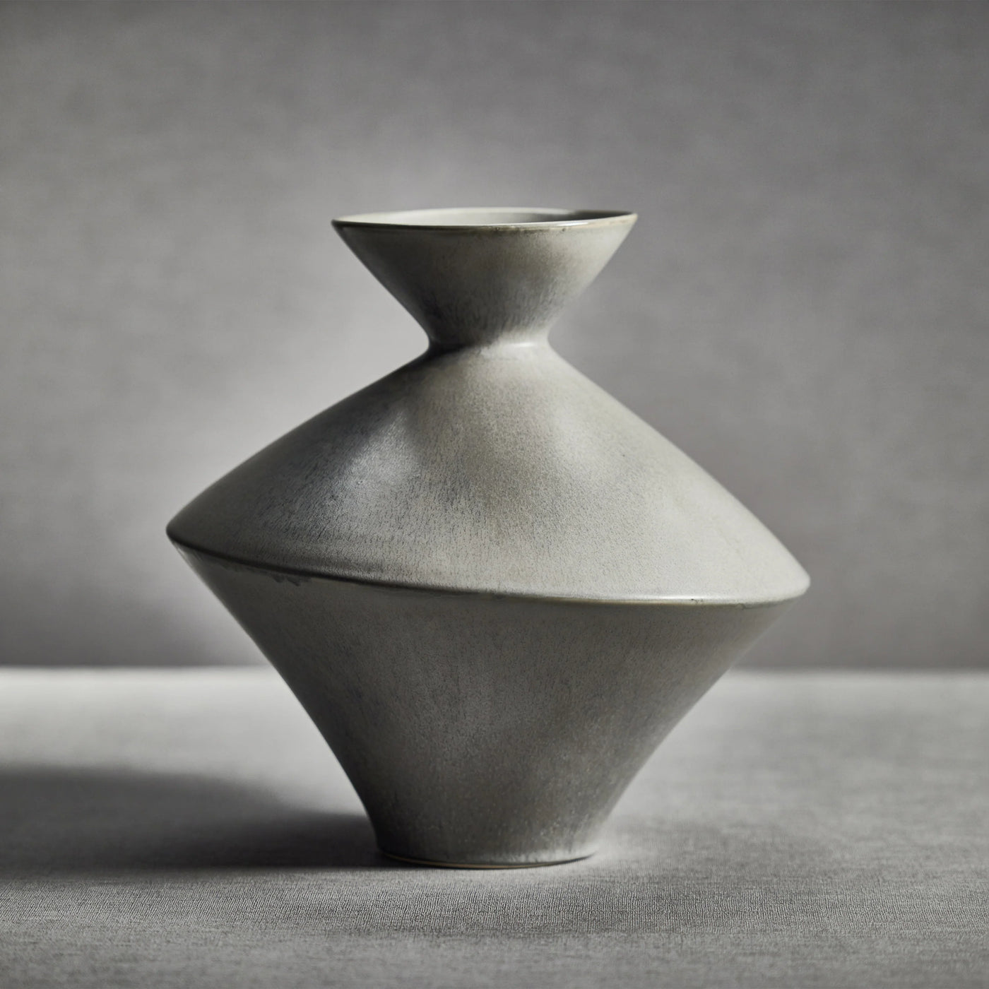 VASE GRAY STONEWARE HOURGLASS