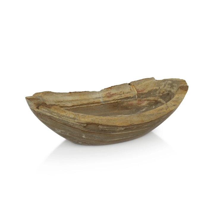 BOWL PETRIFIED WOOD OVAL MEDIUM #65398