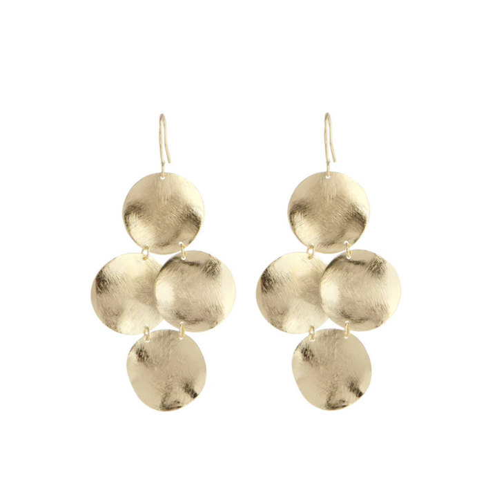 EARRINGS PETITE CHANDELIER GOLD DISCS #65412