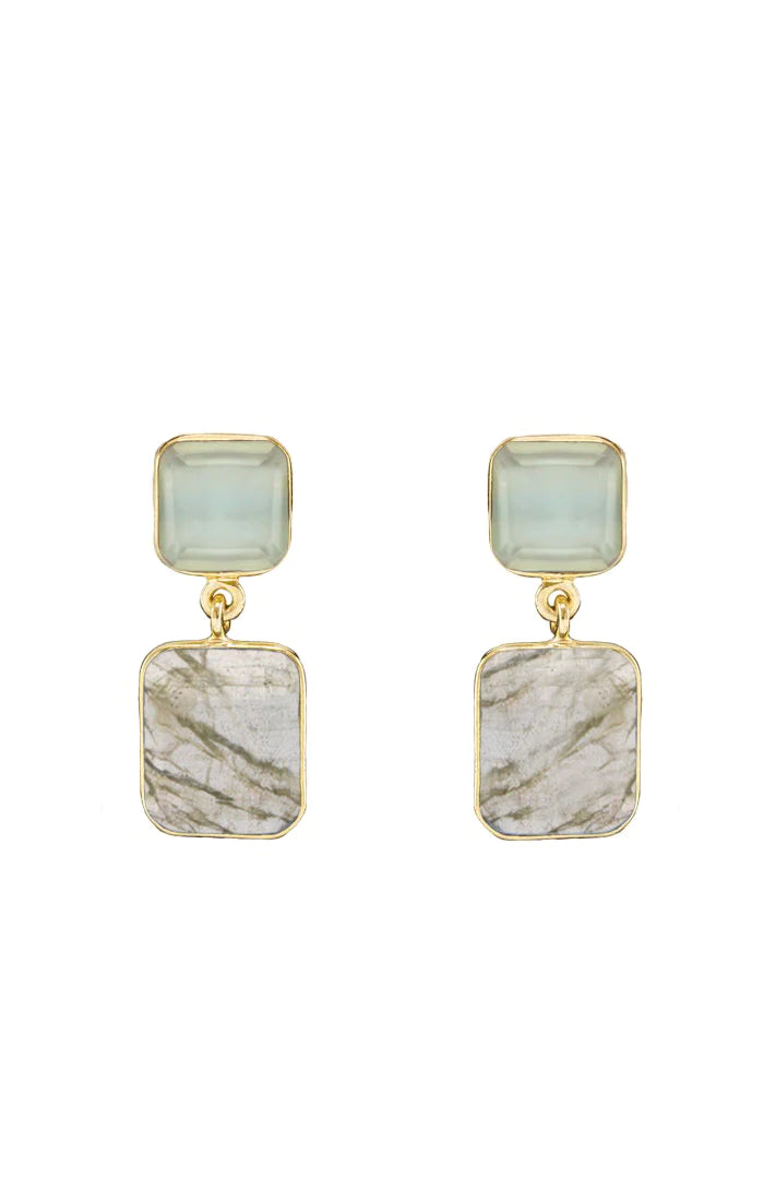 EARRINGS  TWO-TONE RECTANGULAR