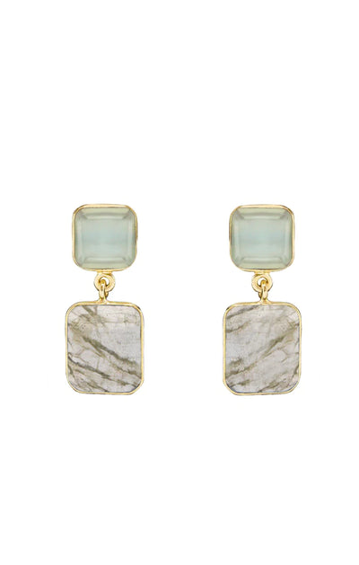 EARRINGS  TWO-TONE RECTANGULAR