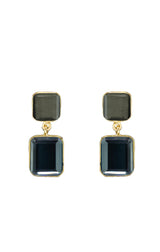 EARRINGS TWO-TONE RECTANGULAR