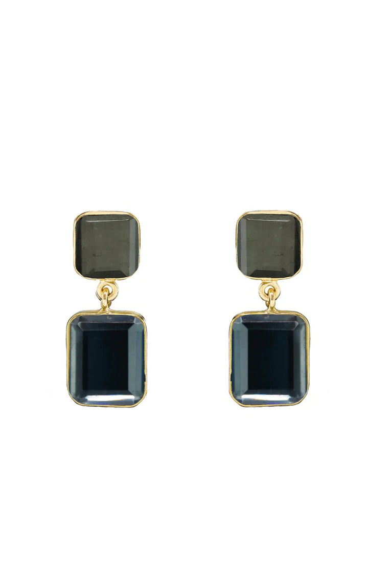 EARRINGS  TWO-TONE RECTANGULAR