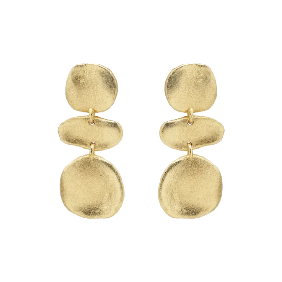 EARRINGS 3 DISKS GOLD PLATED #65424