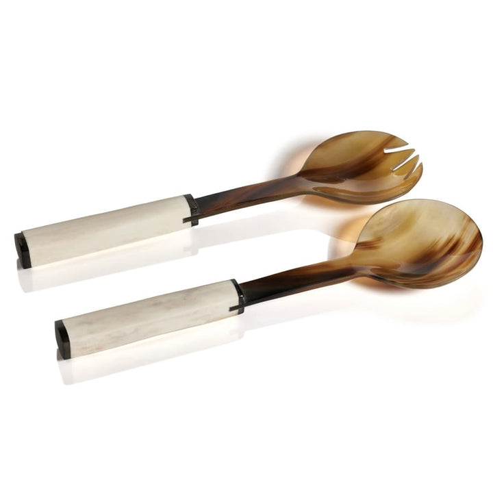 SALAD SERVER HORN WITH BONE HANDLE - SET OF 2 #65492