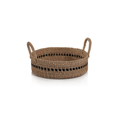BASKET ABACA WITH BLACK ACCENT