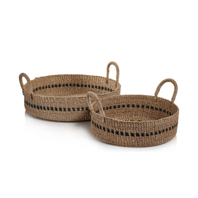 BASKET ABACA WITH BLACK ACCENT