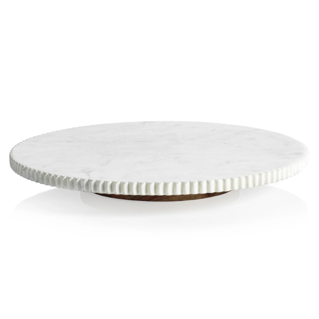 BOARD RIBBED FINISH WHITE MARBLE LAZY SUSAN #65591