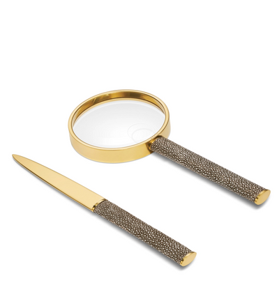 AERIN SHAGREEN MAGNIFYING GLASS & LETTER OPENER SET