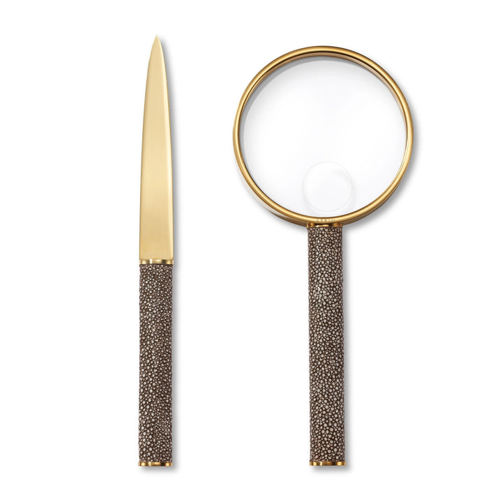 MAGNIFYING GLASS & LETTER OPENER SET SHAGREEN