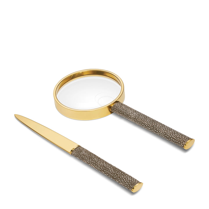 MAGNIFYING GLASS & LETTER OPENER SET SHAGREEN