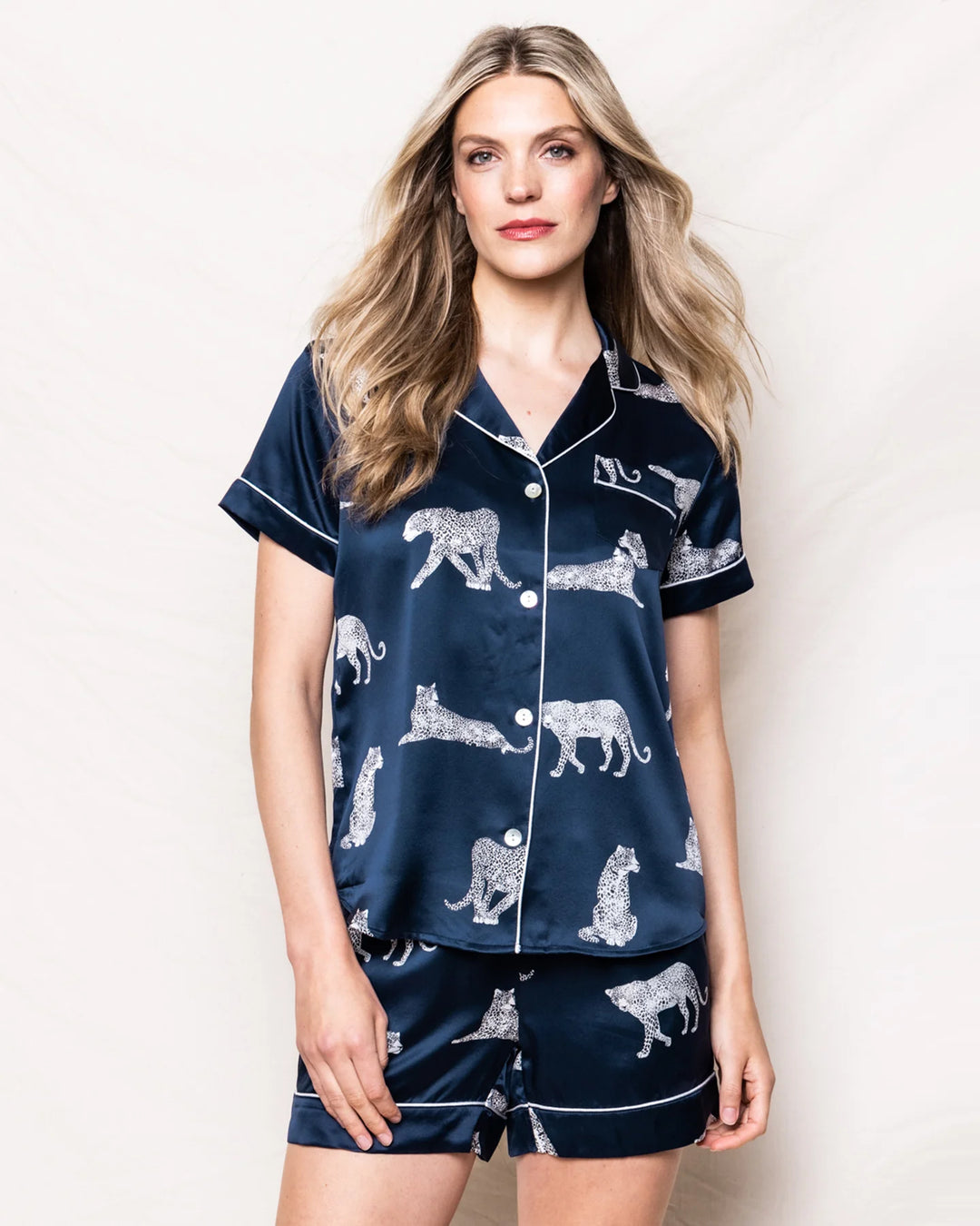 PJ SET SHORT SLEEVE SHORT SILK PANTHERE DE NUIT