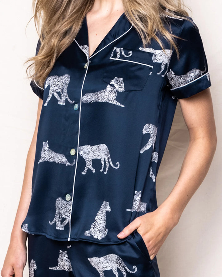 PJ SET SHORT SLEEVE SHORT SILK PANTHERE DE NUIT