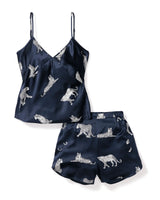 PJ SET CAMI SHORT SILK PANTHERE DE NUIT