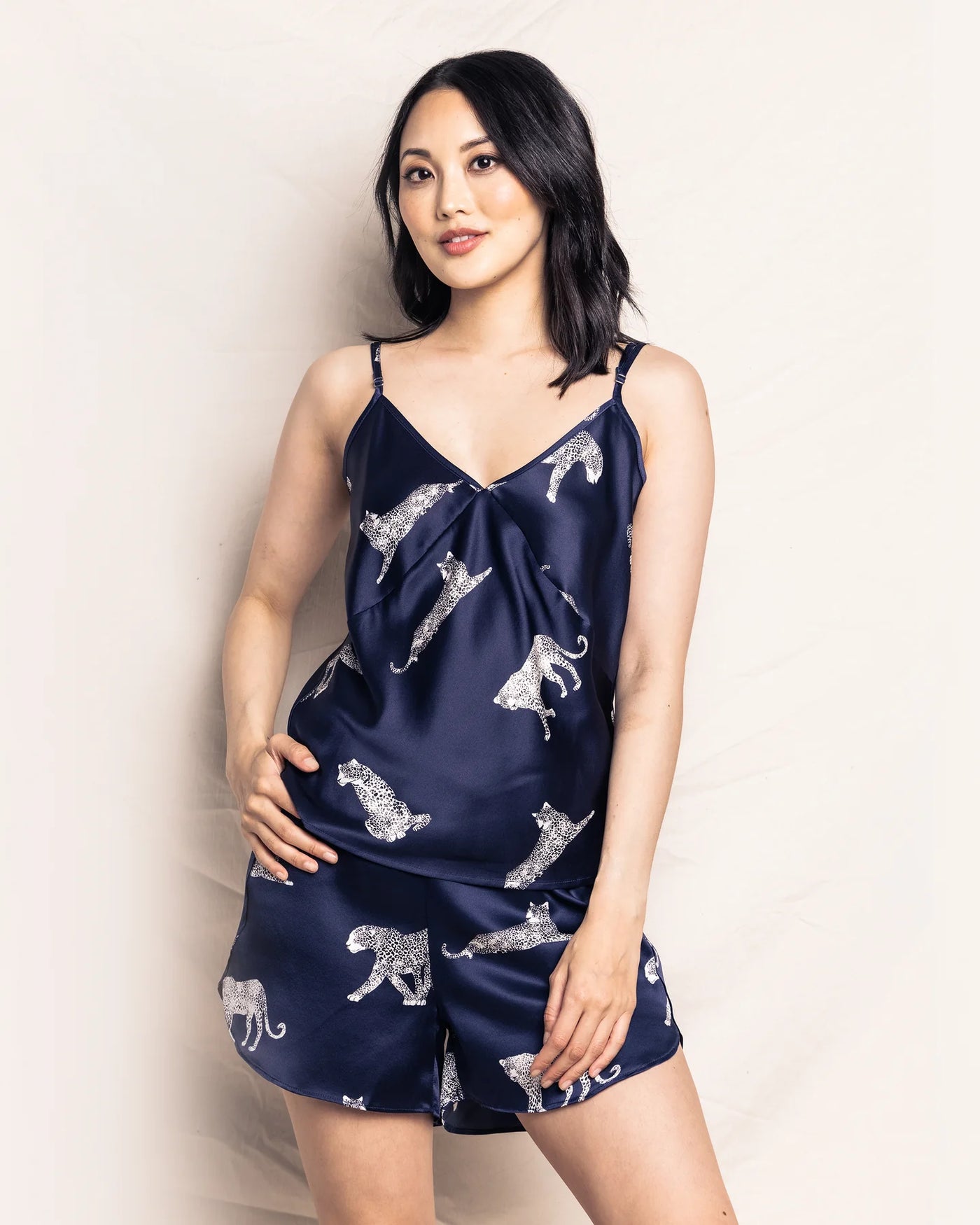 PAJAMA SET SHORT MULBERRY SILK PANTHERE DE NUIT