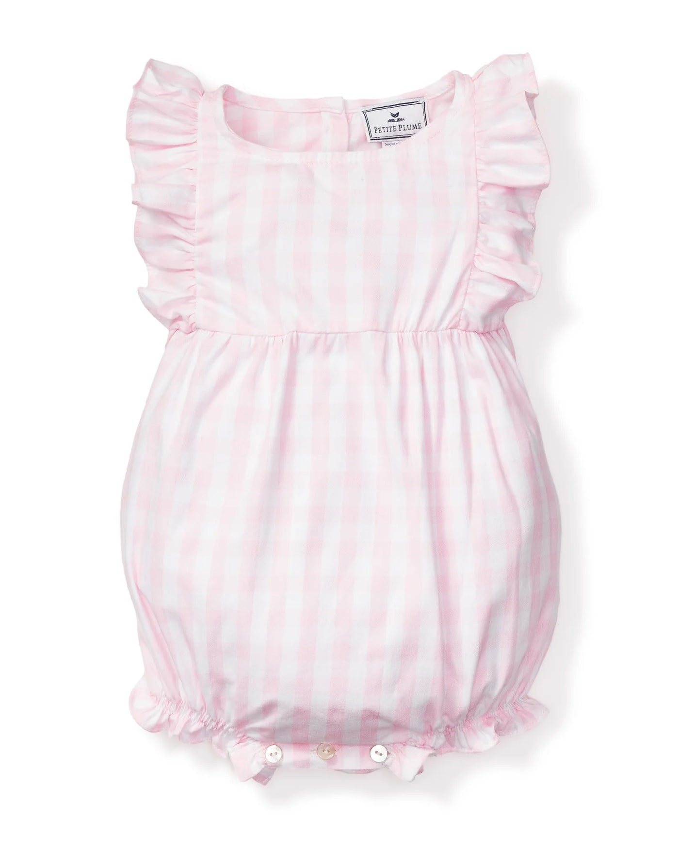 ROMPER PINK GINGHAM RUFFLED (Available in 2 Sizes)