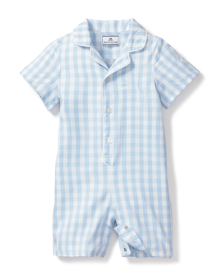 ROMPER SUMMER LT BLUE GINGHAM