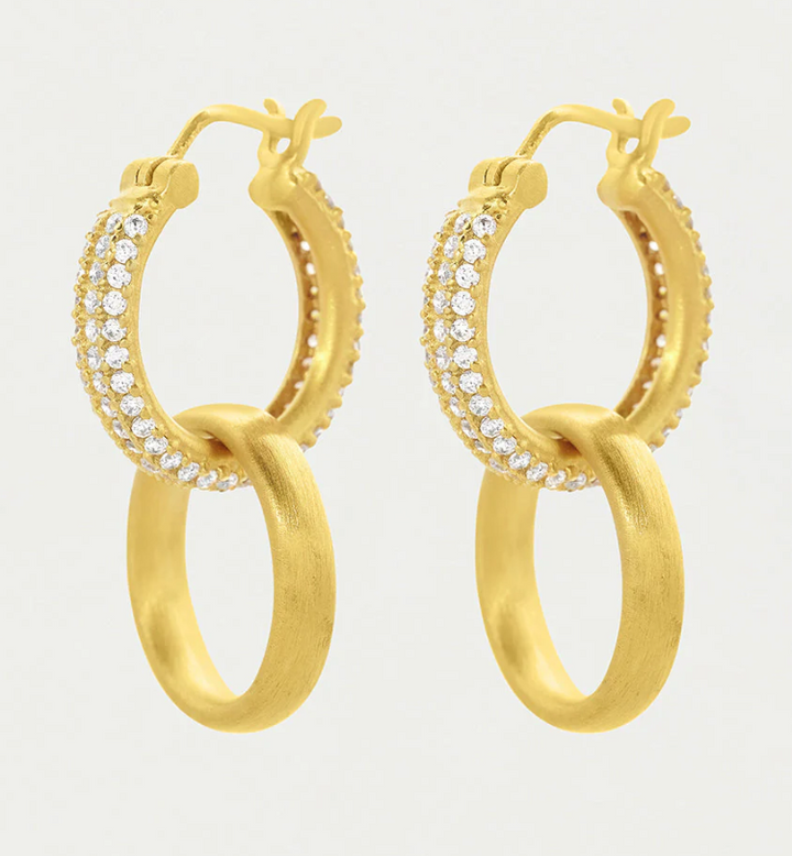 EARRINGS DROP HOOP SIGNATURE PAVE #65764