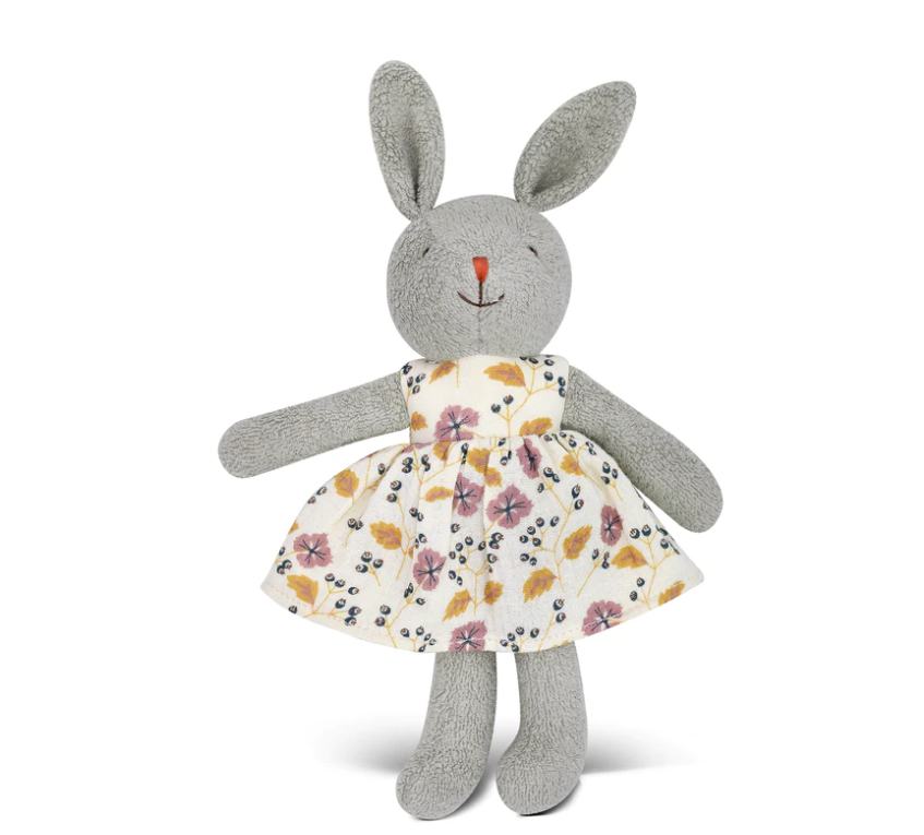 TOY BUNNY GREY PINK FLOWER #65842