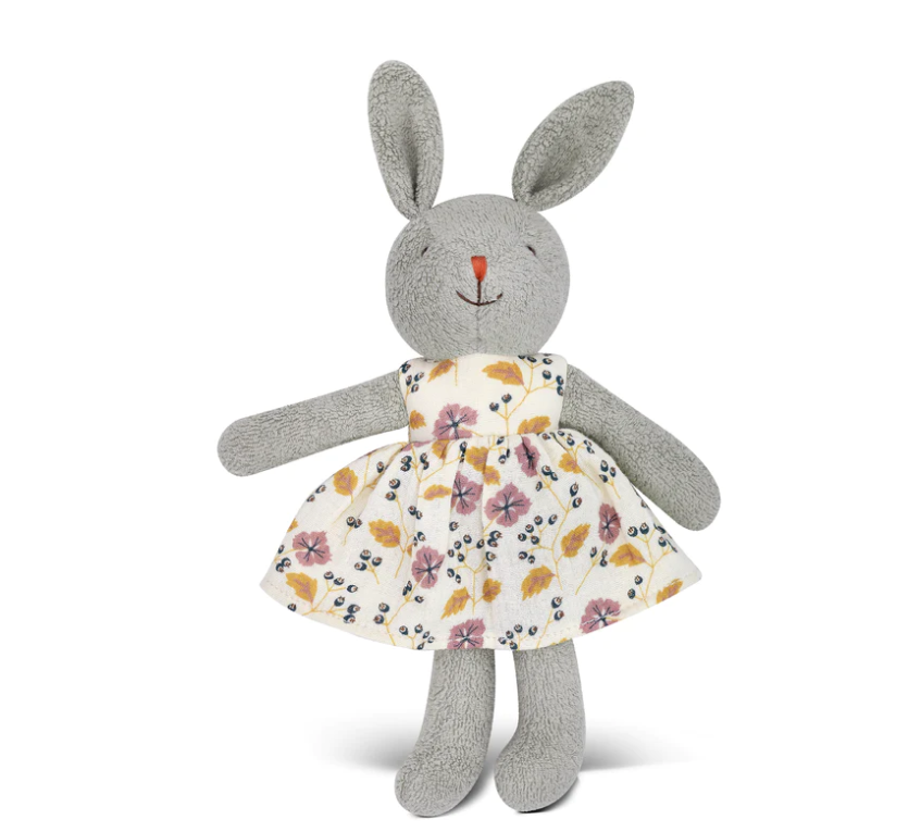 TOY BUNNY GREY PINK FLOWER