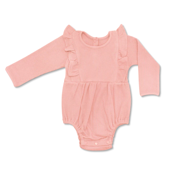 ROMPER WAFFLE DUSTY ROSE