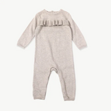 JUMPSUIT SWEATER KNIT RUFFLE OATMEAL HEATHER