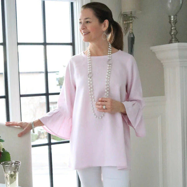 TOP BELL SLEEVE LINEN LILAC