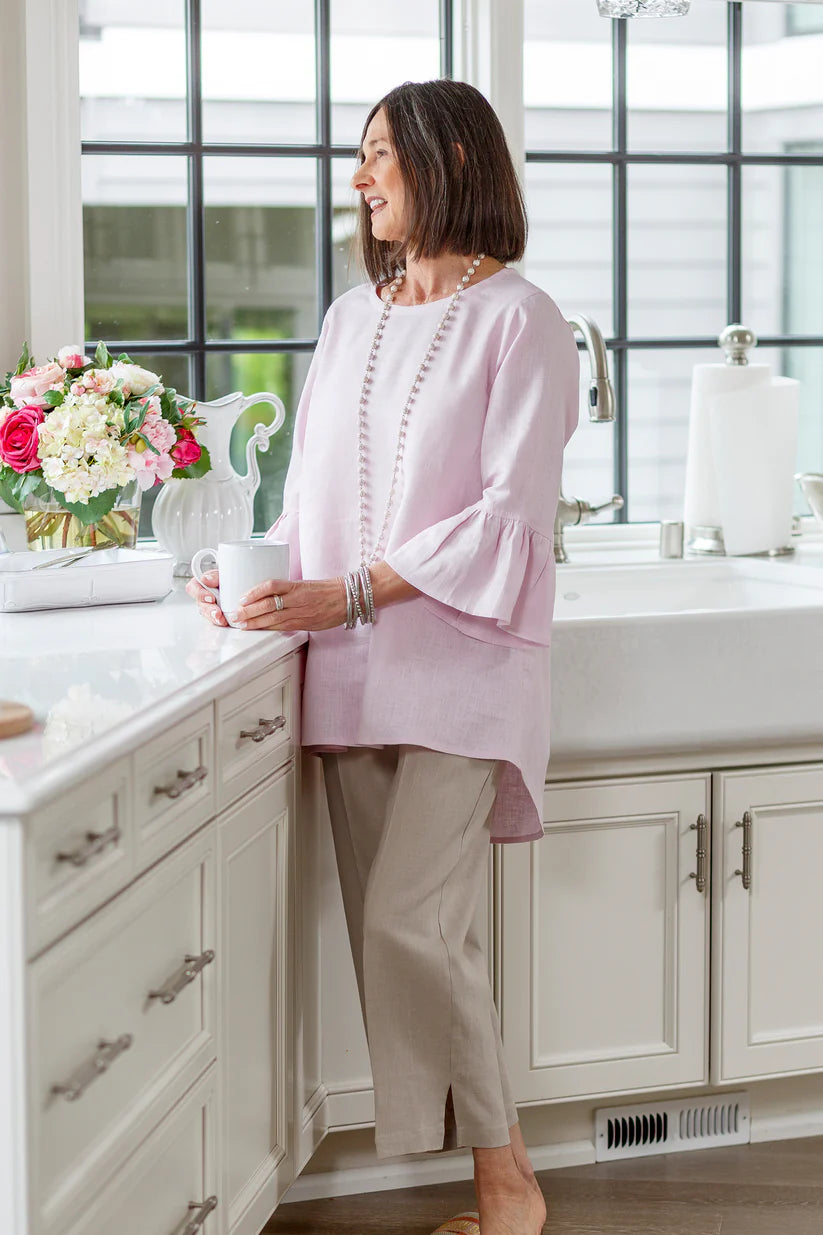TOP BELL SLEEVE LINEN LILAC