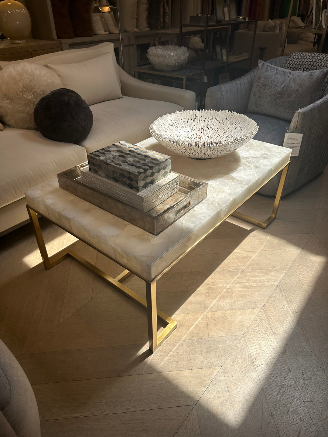 COCKTAIL TABLE CALCITE TOP RECTANGULAR #66241