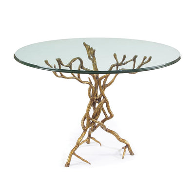 TABLE GLASS WITH TWISTED GOLD BRANCH