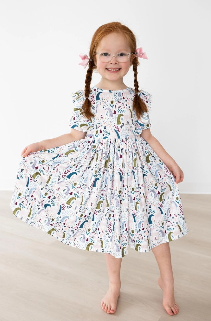 DRESS RUFFLE TWIRL SHORT SLEEVE