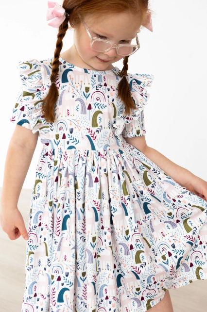 DRESS RUFFLE TWIRL SHORT SLEEVE