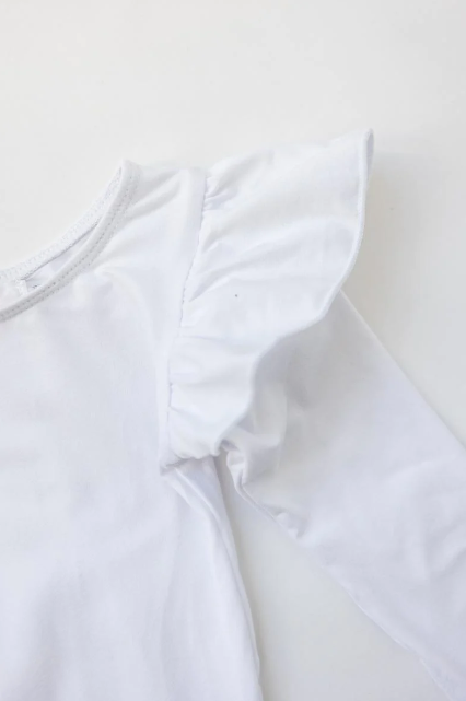 BODYSUIT WHITE FLUTTER L/S