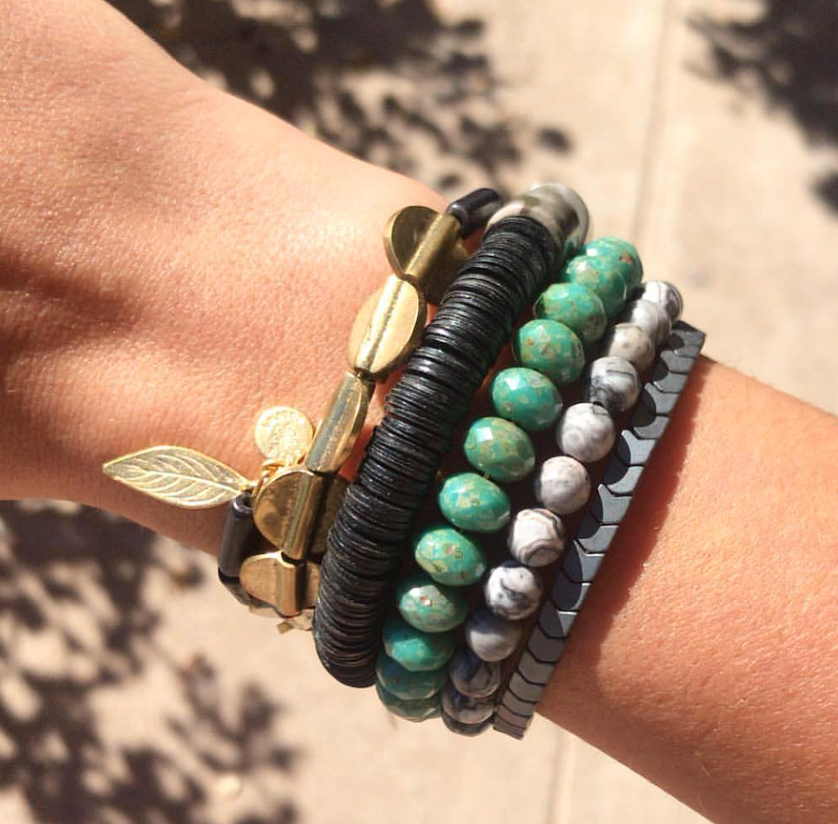 BRACELET WITH PLATED HEMATITE JASPER