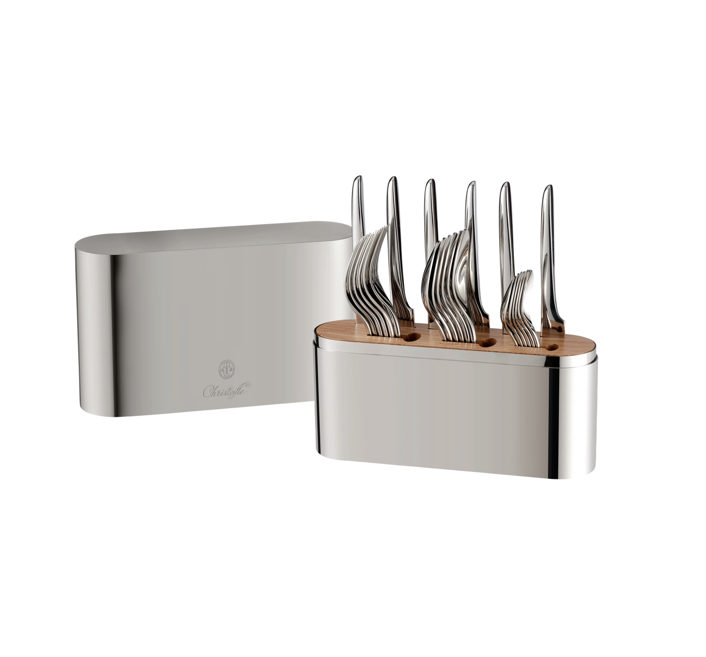 FLATWARE 24-PIECE SET STAINLESS STEEL L'AME DE CHRISTOFLE WITH HOLDER #66421