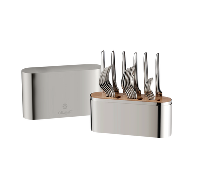 FLATWARE 24-PIECE SET STAINLESS STEEL L'AME DE CHRISTOFLE WITH HOLDER #66421