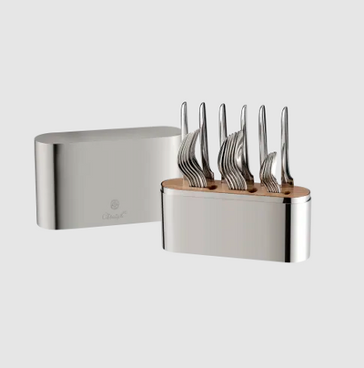 CHRISTOFLE FLATWARE 24-PIECE SET STAINLESS STEEL L'AME DE CHRISTOFLE WITH HOLDER